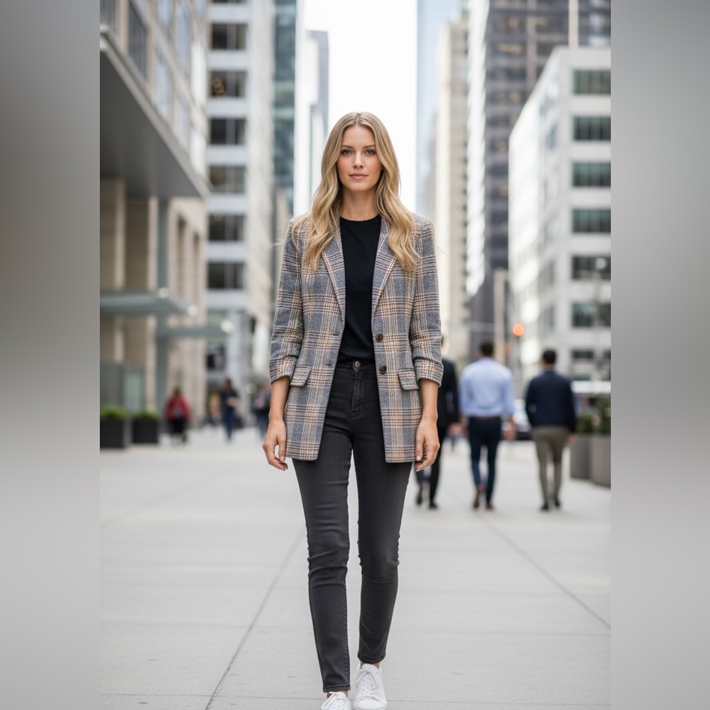 BB Dakota Plaid Coat with Blue Interior